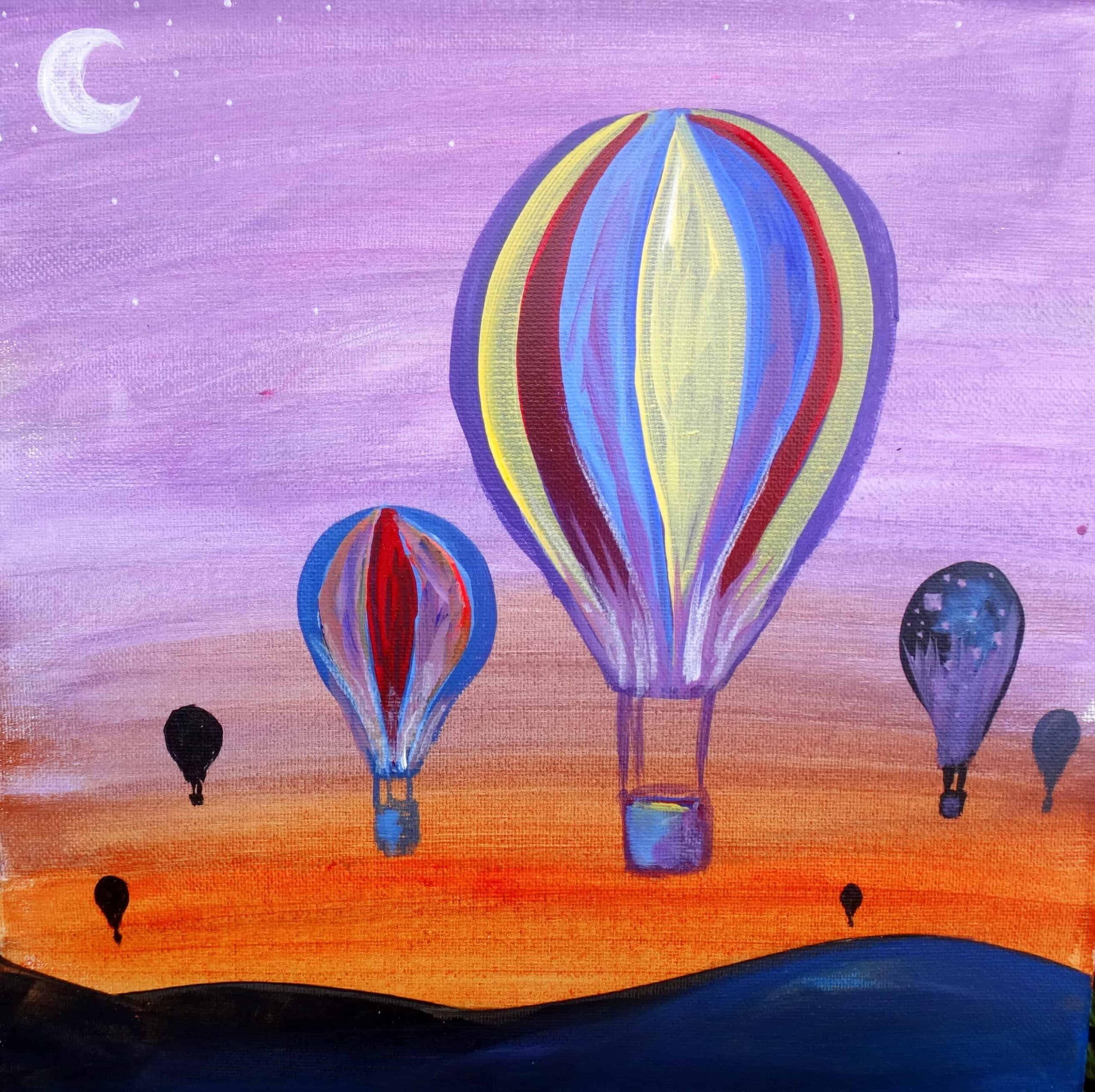 Hot air balloon painting on canvas