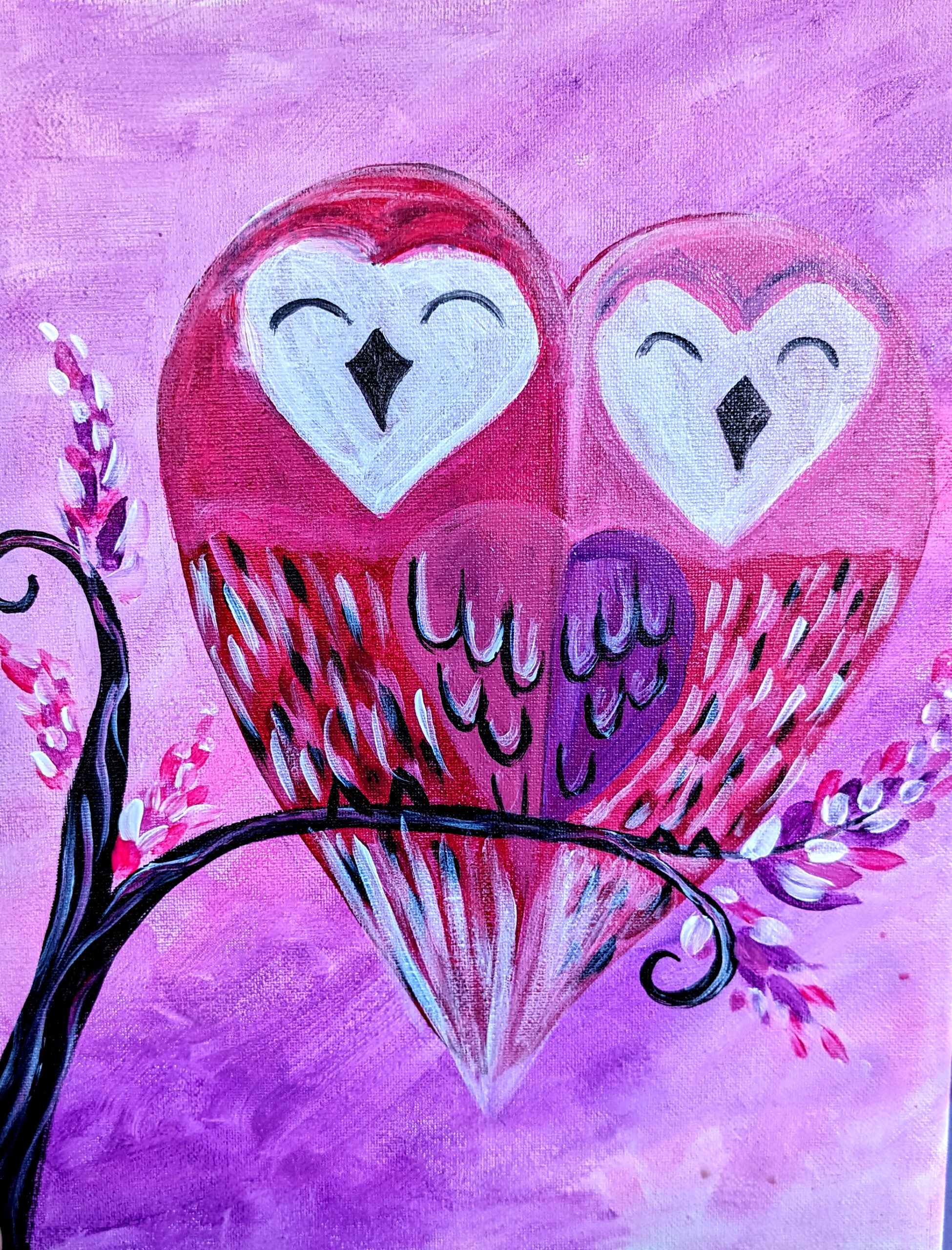 Paint and sip classes for valentines day owl painting art