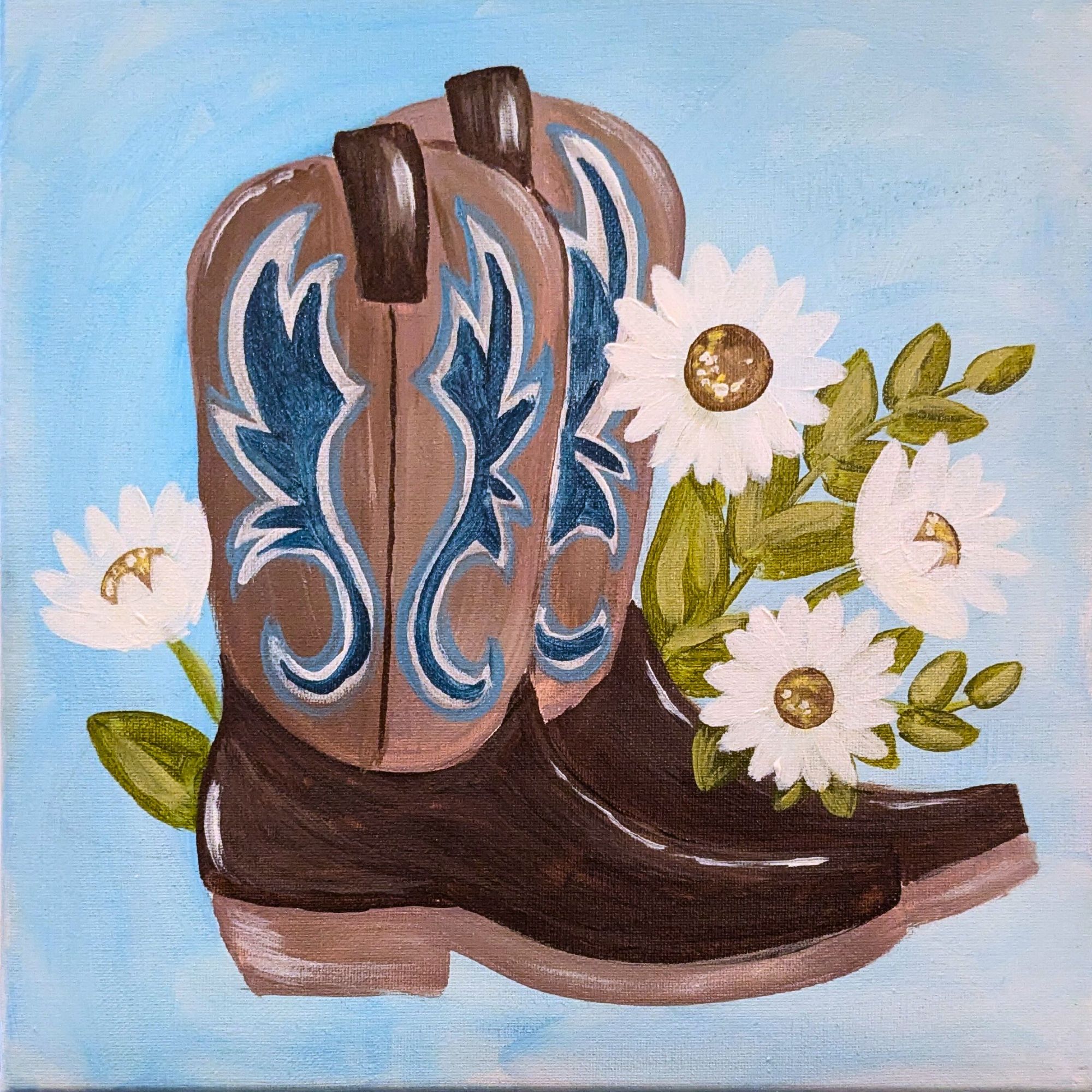 cowgirl boots paint and sip artvana