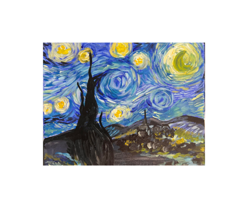Online acrylic painting tutorial for beginners starry night after van gogh