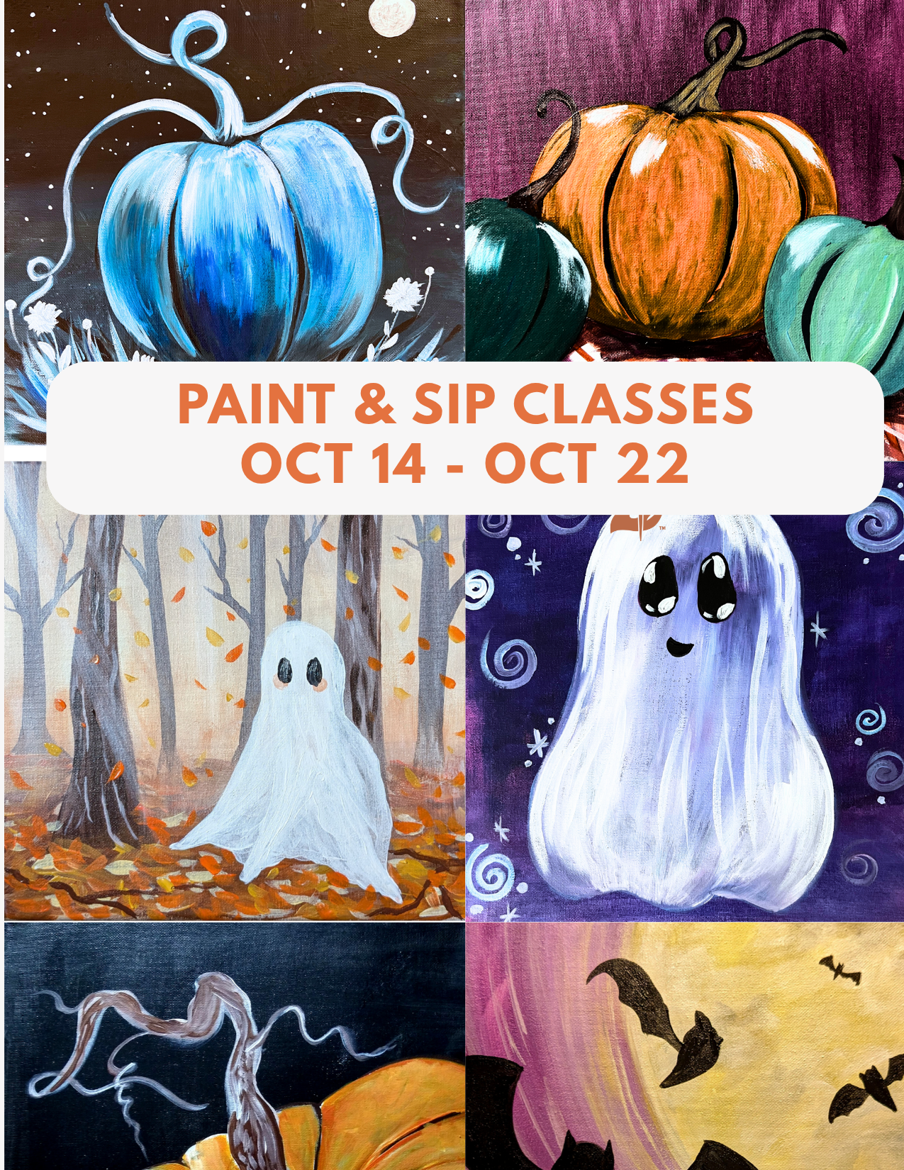 Paint and sip classes in washington fall halloween art class