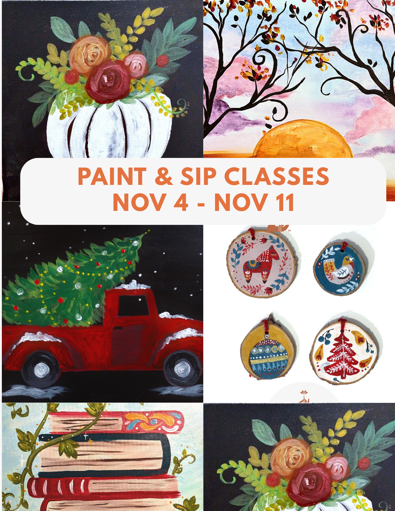 Holiday paint and sip classes in washington