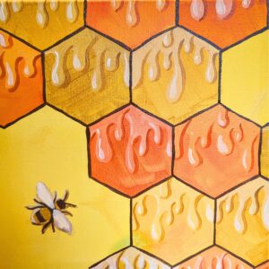 puyallup paint and sip class beginner friendly image of honeycomb and bee