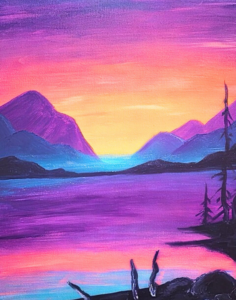 Tenino paint and sip class beginner friendly mountain scape pnw theme