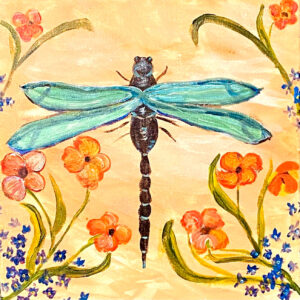 Summer dragonfly paint and sip painting of a dragonfly paint in Sumner