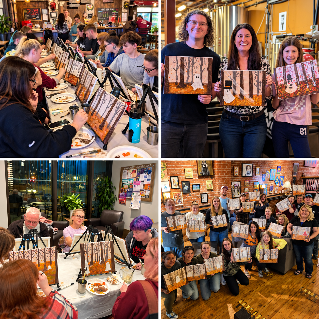 Group enjoying a creative team building painting event near Tacoma and Olympia