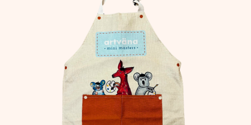 Artvana kids painting apron, paint like a mini master with our canvas painitng aprons for children