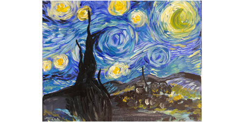 Online acrylic painting tutorial for beginners starry night after van gogh